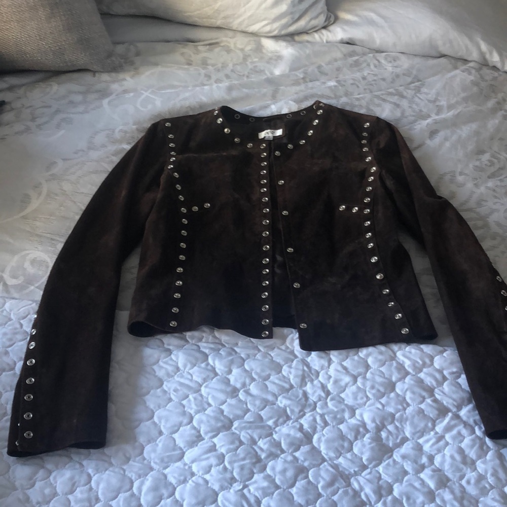 Brown suede Cache jacket size small..